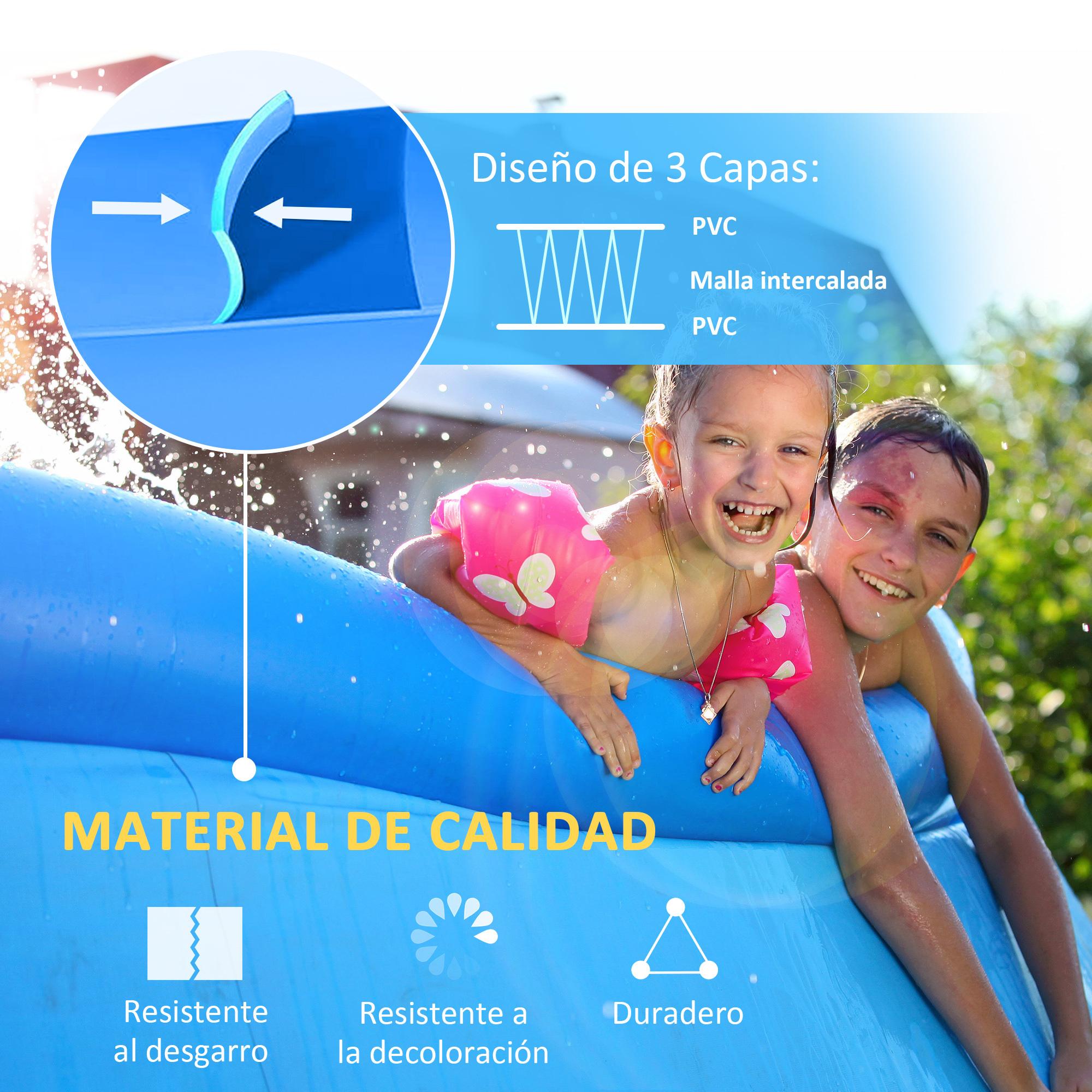 Piscina Hinchable Familiar 4.000 Litros Ø274x76 cm para 3-4 Adultos Niños Azul