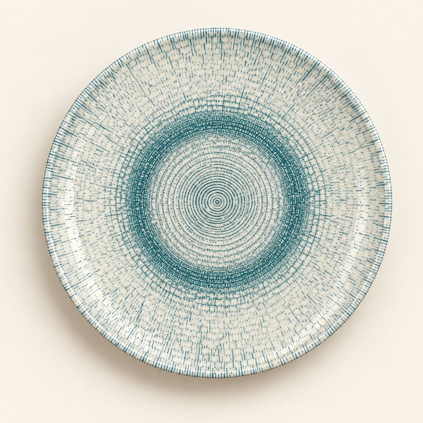 Lot de 6 assiettes plates en porcelaine blanche et bleue 27cm AQUA