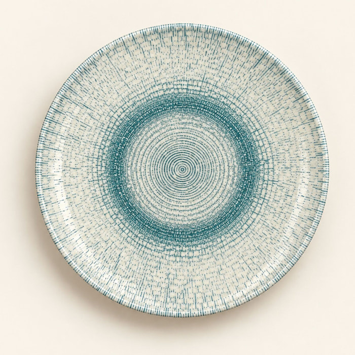 Lot de 6 assiettes plates en porcelaine blanche et bleue 27cm AQUA