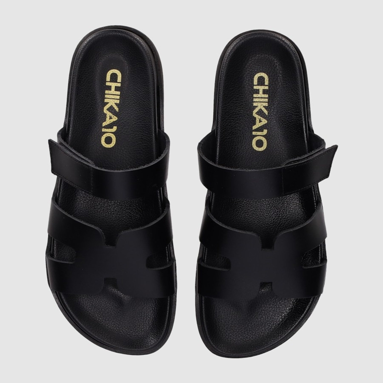 Sandalias de Piel - Negro - Tacón: Bajo