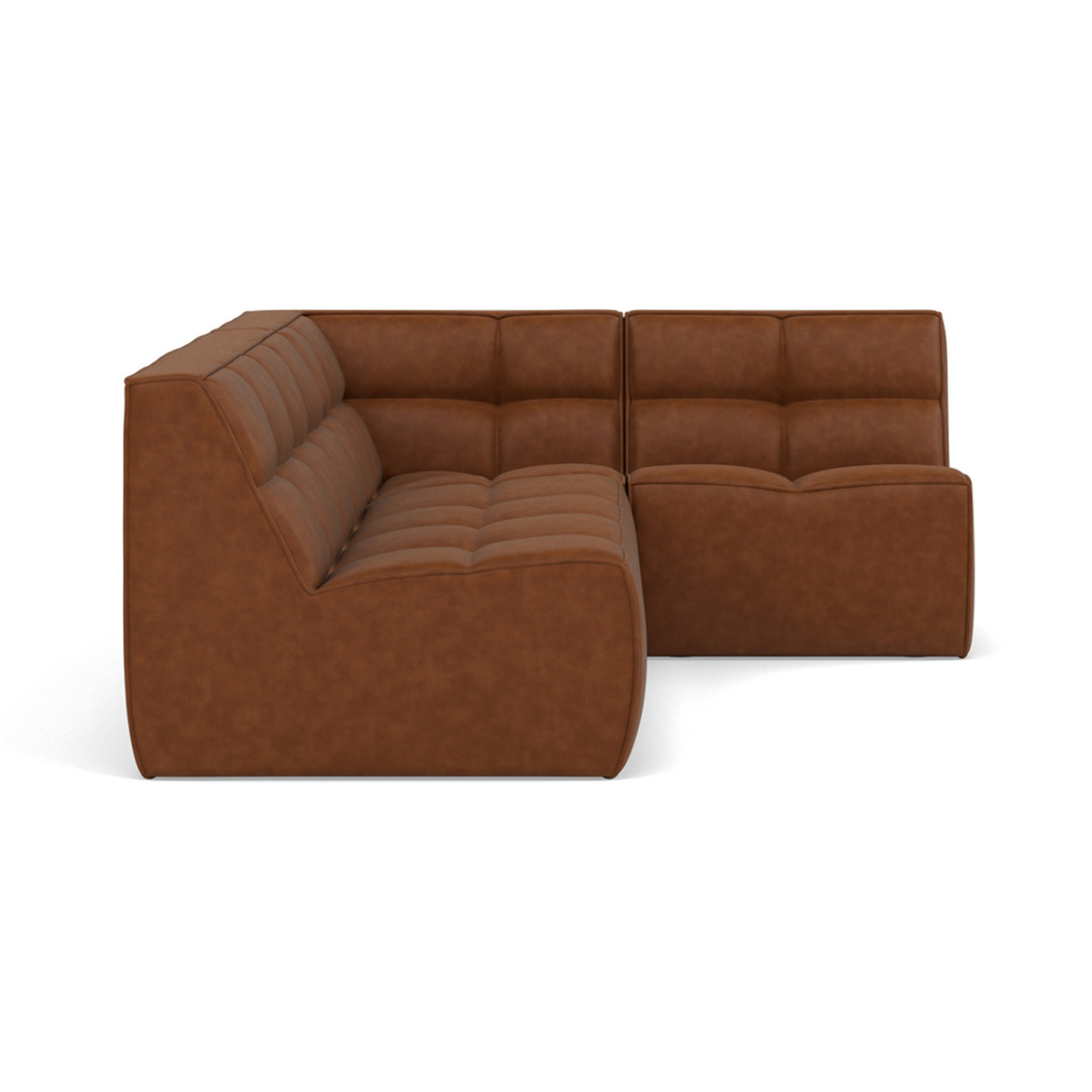 Alya - canapé modulable d'angle réversible 4 places en simili - Cognac