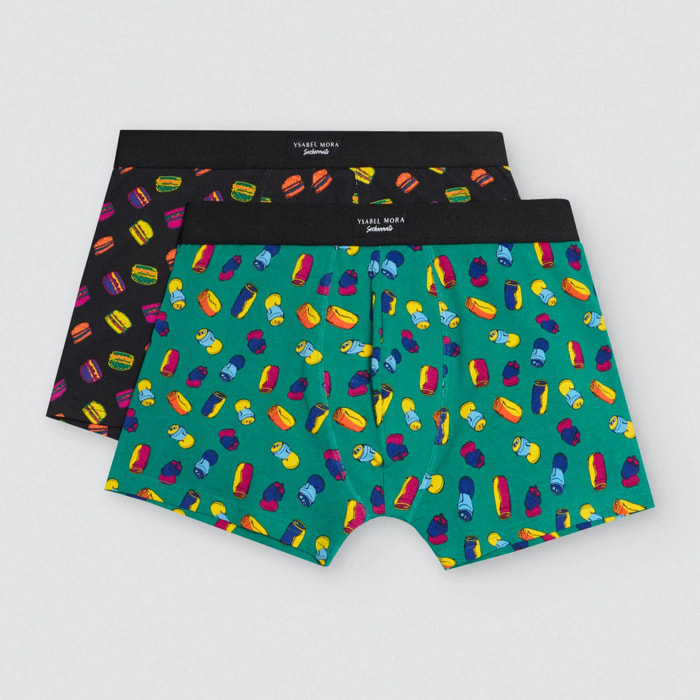 Confezione da 2 boxer Sockarrats con stampa alimentare