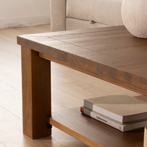 Table basse Tulum -bois massif d'araucaria-couleur noyer 130 x 45 x 80 cm