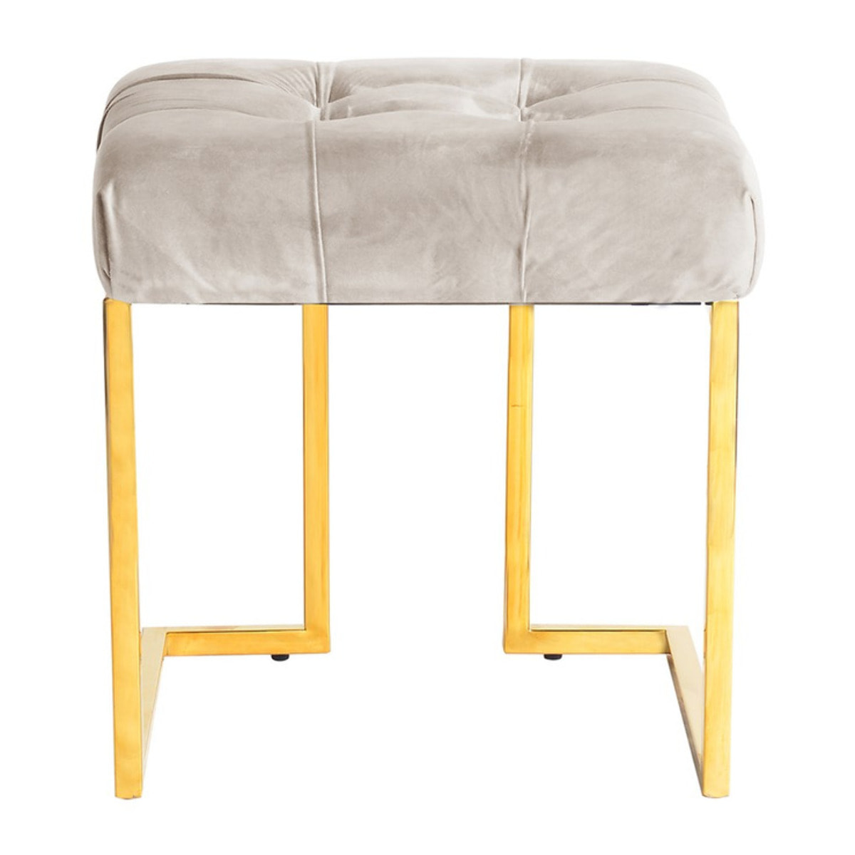 Pouf quadrato Rare 100 in velluto taupe e acciaio
