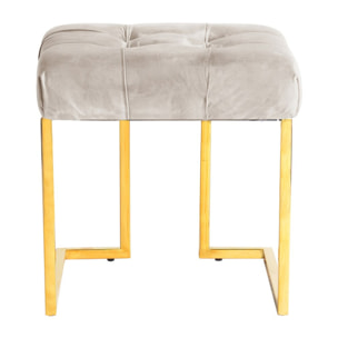 Pouf quadrato Rare 100 in velluto taupe e acciaio