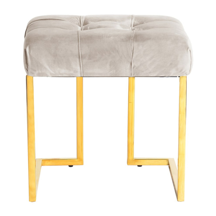 Pouf quadrato Rare 100 in velluto taupe e acciaio