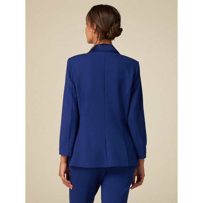 Oltre - Blazer con detalles de raso - Azul