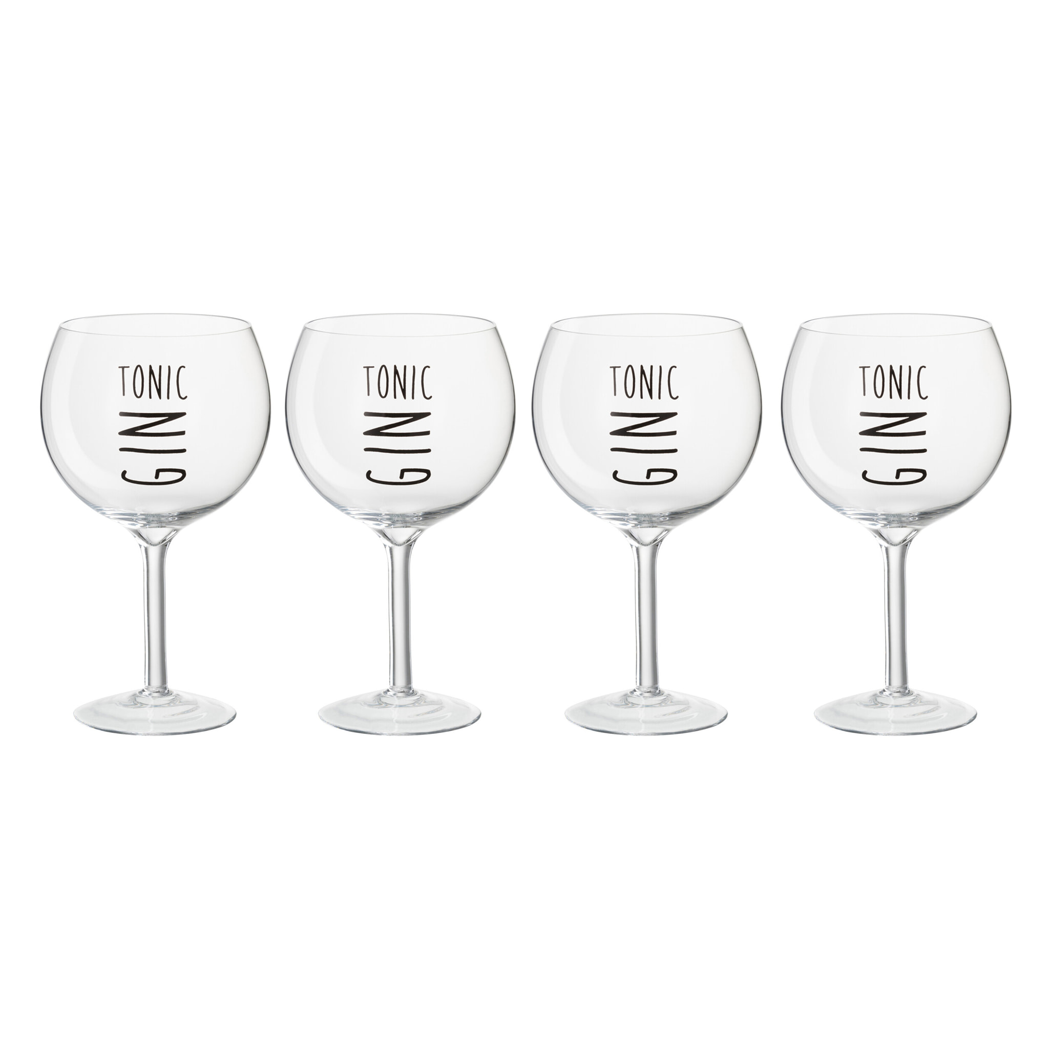 J-Line verre à Gin - transparent/noir - coffret cadeau - set de 4