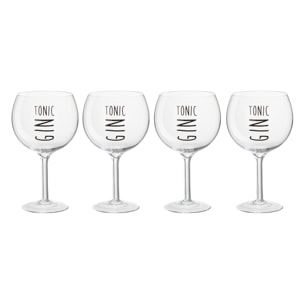 J-Line verre à Gin - transparent/noir - coffret cadeau - set de 4