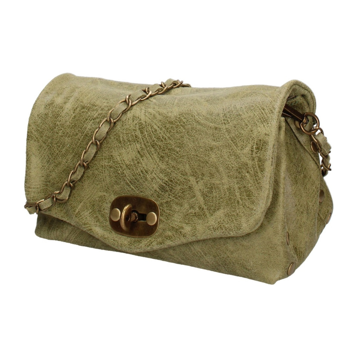 Borsa a tracolla da donna Made in Italy - Modello Floralia Lux - Pelle scamosciata - 25.0 x 15.0 x 11.0 cm