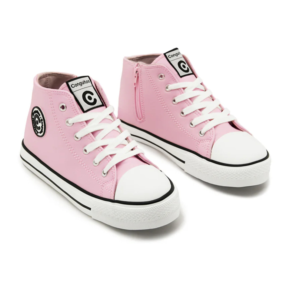 Zapatillas Altas de Niña Logo Napa Rosa