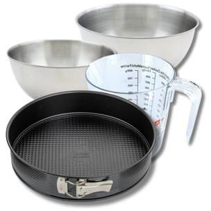 Set pâtisserie avec moule à manqué 30 cm, 2 bols à mixer, verre mesureur et spatule Zenker