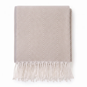 Plaid a spina di pesce in poliestere - Beige