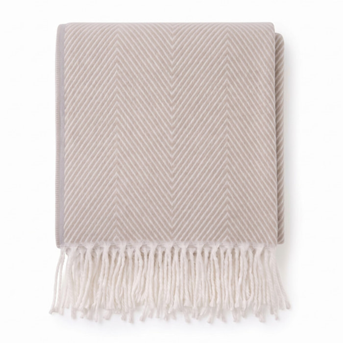 Plaid a spina di pesce in poliestere - Beige