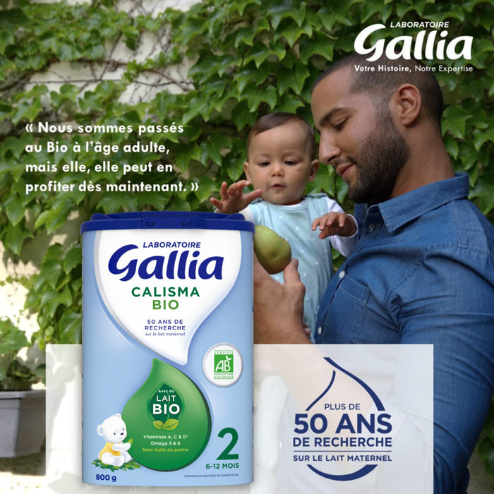 3 Boîtes de Lait en poudre Calisma 2 Bio 3x800g - Gallia Bio De 6 à 12 Mois