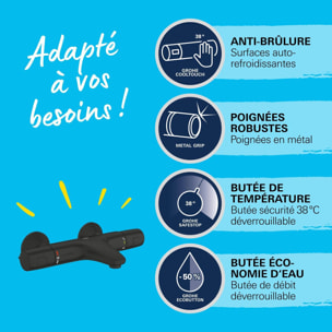 Mitigeur thermostatique Bain/Douche Precision Trend, noir mat