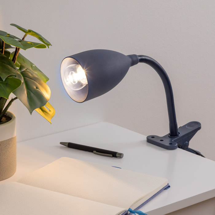 Lampe pince "Sily" - silicone - bleu orage H43 cm