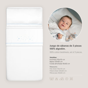 Juego de Sábanas de Cuna Franela Estrellas Luna