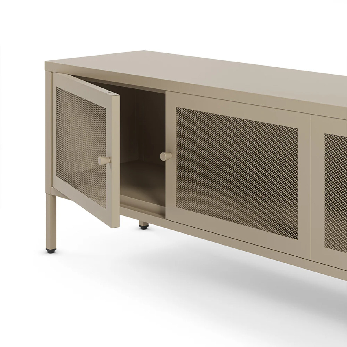 Meuble TV en métal beige 4 portes, 160 cm - Latem