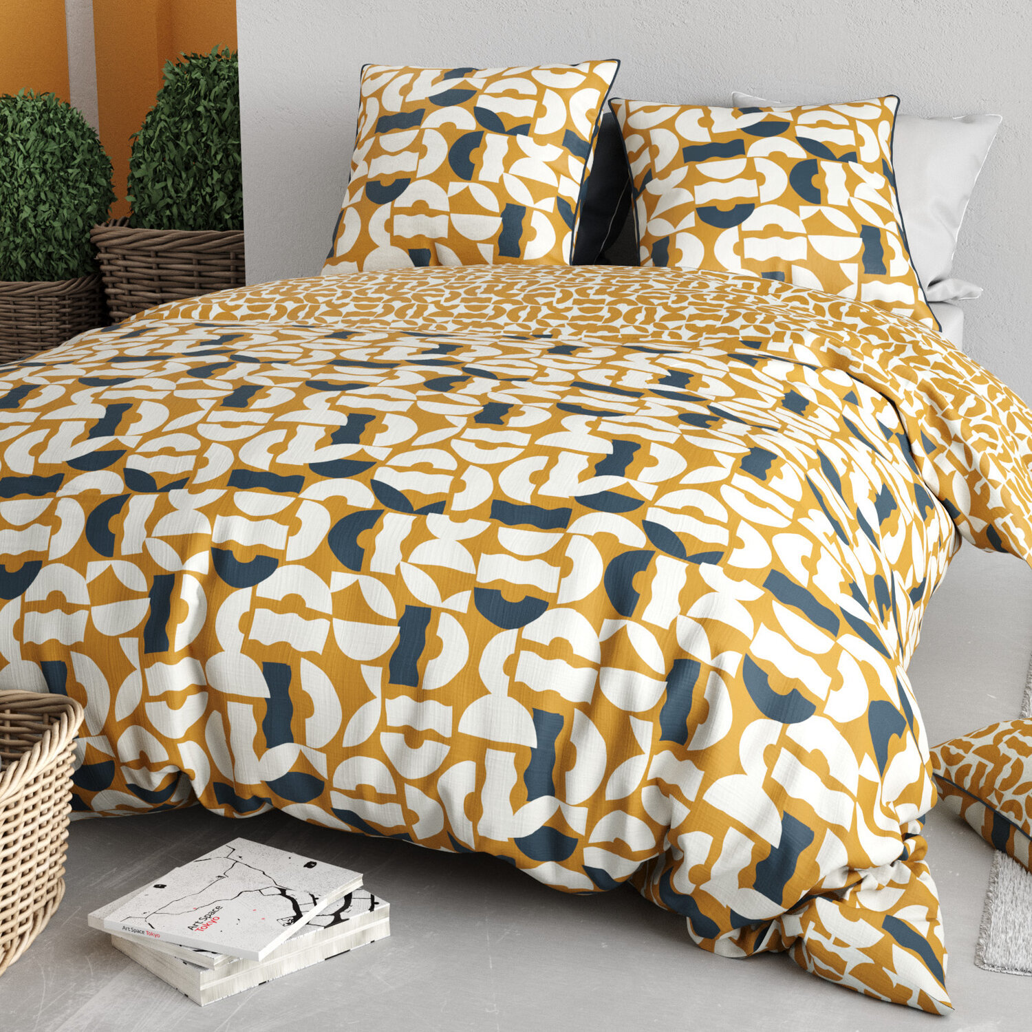 Parure housse de couette 3pcs 100% coton 57 fils fidji