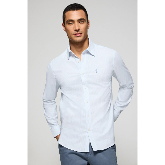 Camicia righe yale blu chiaro con logo ricamato Rigby Go