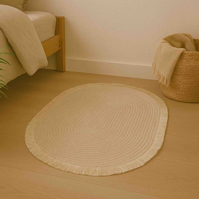 Alfombra ovalada de hoja de maíz con flecos 80x50cm