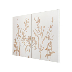 Gravure florale en bois blanc 60x80 cm - EDEN 484