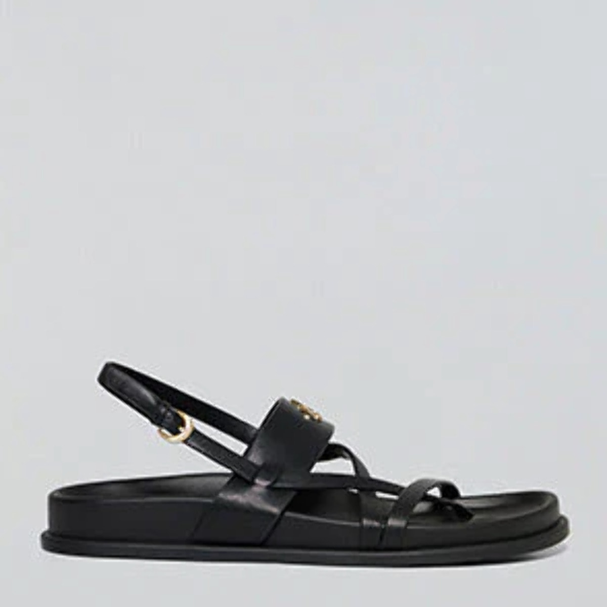 Sandalia negra de tiras Allegra tipo bio con detalle metálico