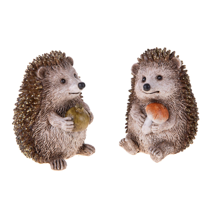 Ricci con Frutto E Funghetto - Pezzi 2 - 8,5xH10x7,5cm - Bianchi Dino SpA