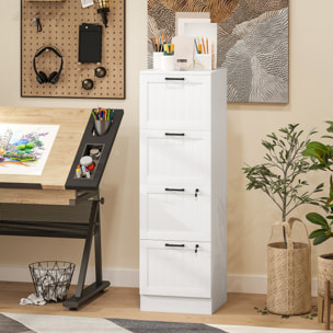 Caisson bureau 2+2 tiroirs verrouillables dossiers suspendus dim. 40x40x131cm MDF blanc