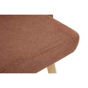 Tabourets de bar scandinaves pivotants 360° en tissu chenille terre brûlée et bois hêtre massif H65 cm (lot de 2) HASTA