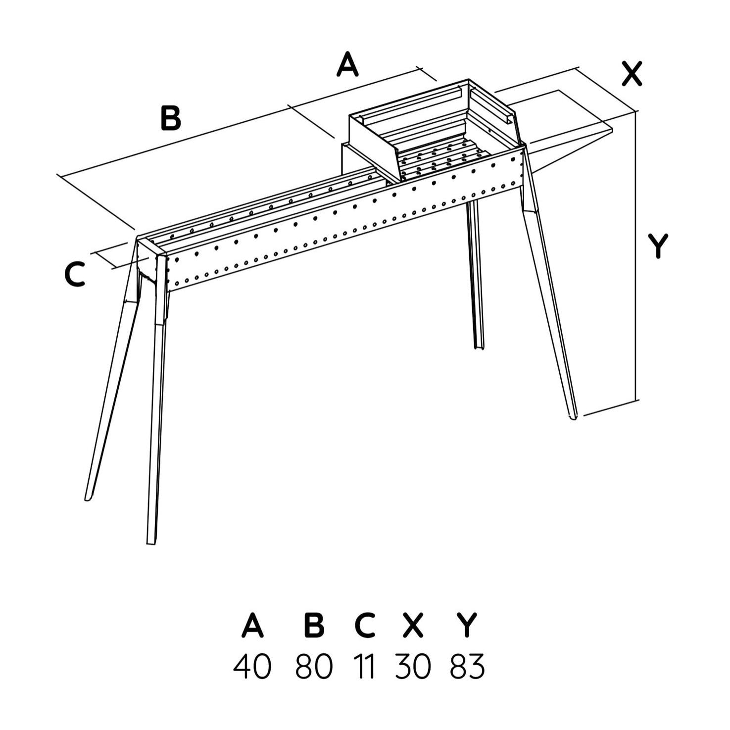 Miami Grill - Cuocispiedini barbecue carbonella legna ferro alluminato canalina arrosticini da 80x11cm bbq da 40x30 cm