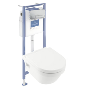 Pack WC sans bride Architectura avec abattant + bâti-support sol et mur Viconnect PRO + plaque chromée mat