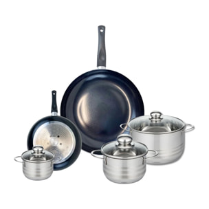 Ensemble de 2 Poêles de cuisson 20 et 32 cm et 3 faitouts 12, 16 et 20 cm Elo Prima Brillant