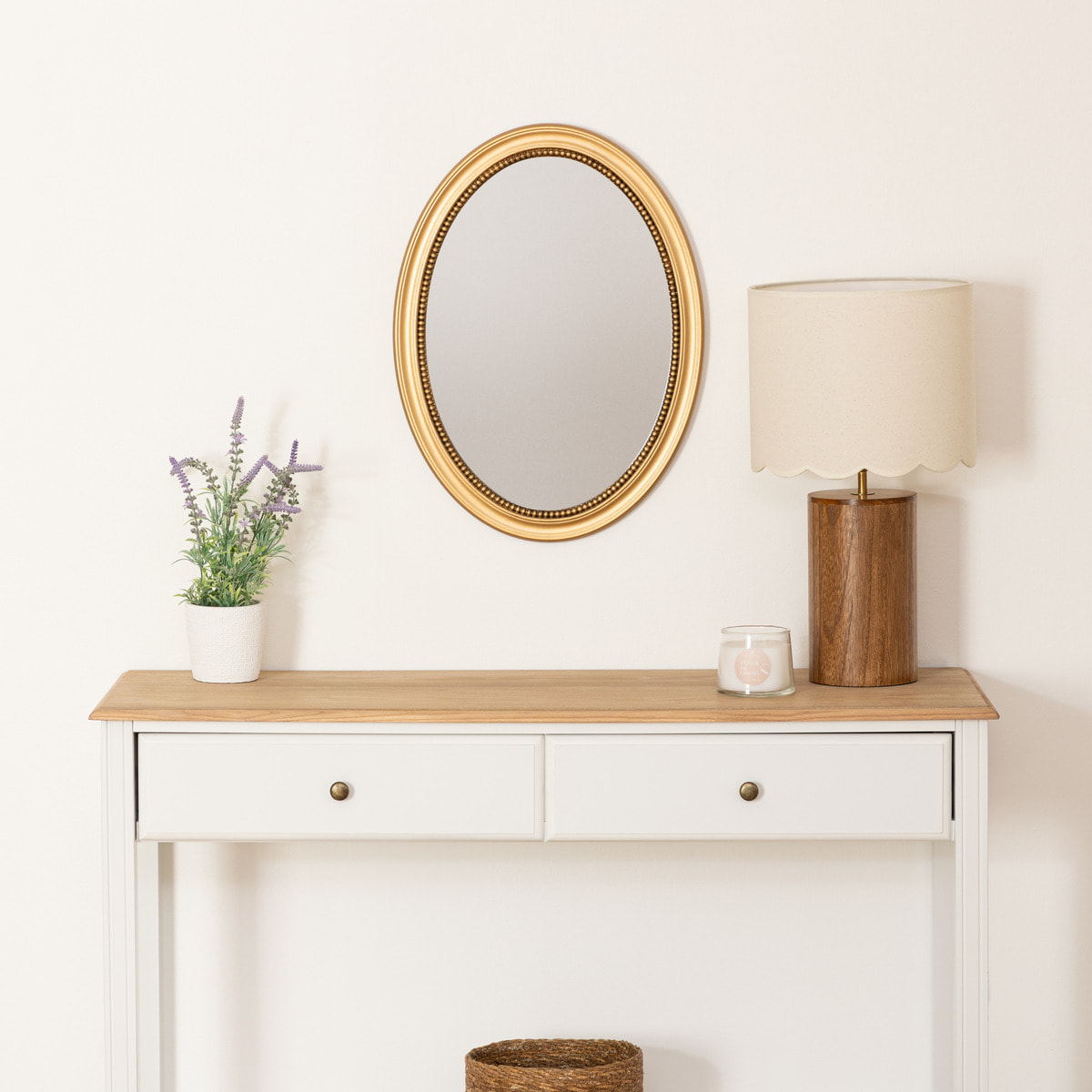 Miroir rond moulure "Victoria" 53x40cm or