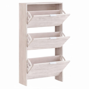 Scarpiera A Ribalta Salvaspazio 3 Ante E 6 Ripiani Mobile Portascarpe Fino A 20 Paia Di Scarpe Ingresso Corridoio 113 x 60 x 22 Cm Rovere Bianco