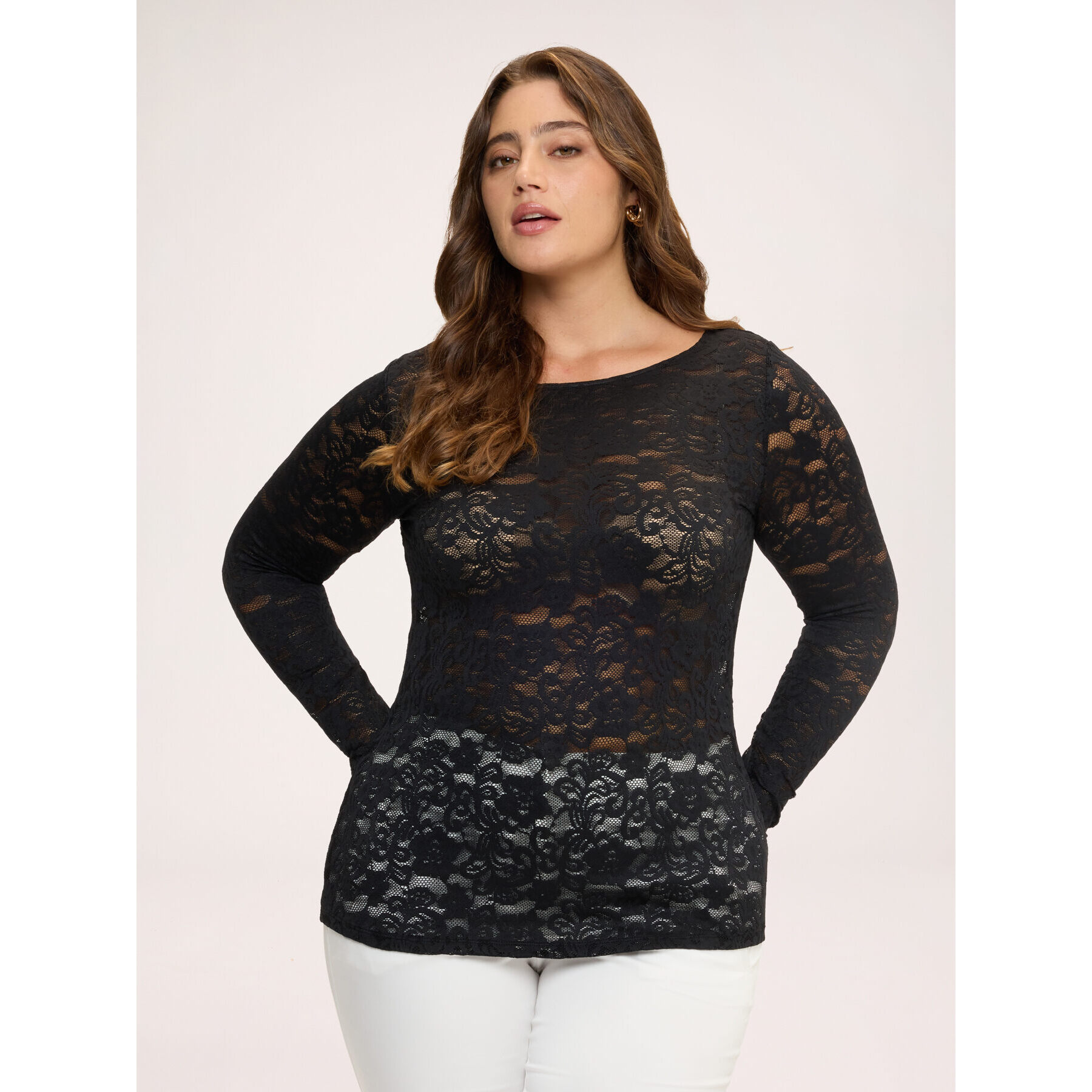 Fiorella Rubino - T-shirt a maniche lunghe in pizzo - Nero