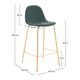 Lot de 2 chaises pour îlot central 65 cm en cuir synthétique vert - Henrik