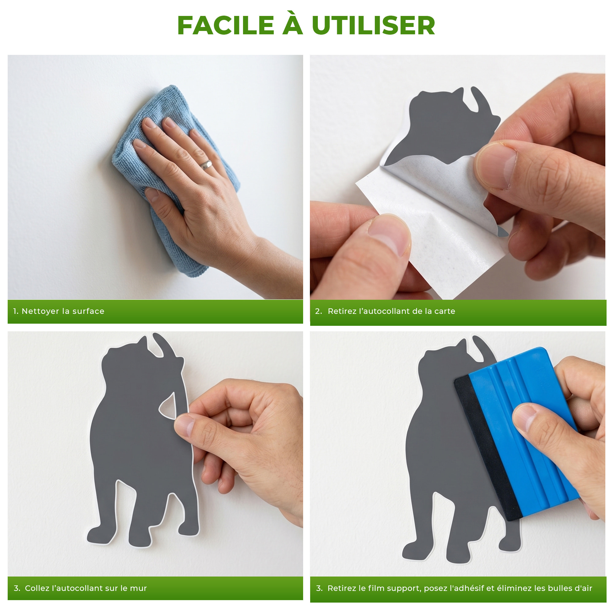 Stickers Muraux décoration adhésifs Chat et papillons
