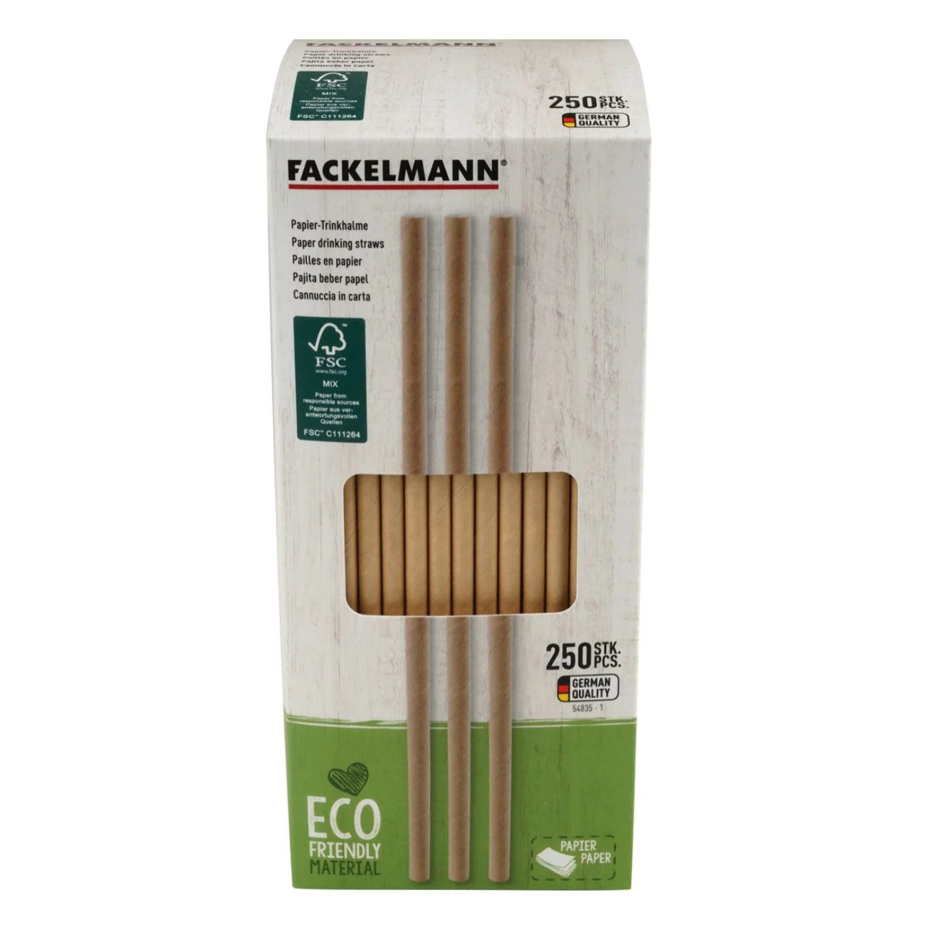 Boite de 250 pailles en papier brun 21 cm Fackelmann Nature
