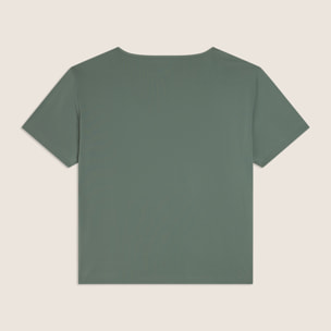 T-shirt cropped ampia in jersey tecnico con stampa “Mood Up”