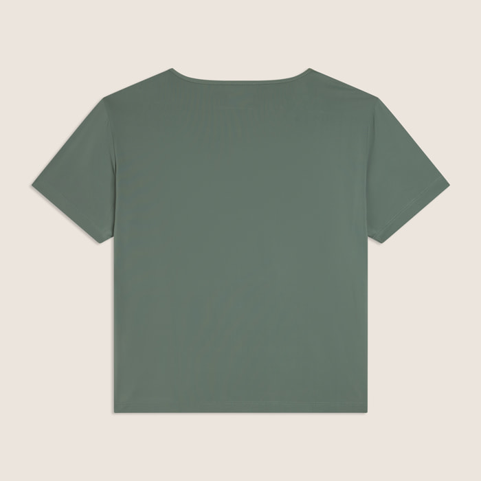T-shirt cropped ampia in jersey tecnico con stampa “Mood Up”