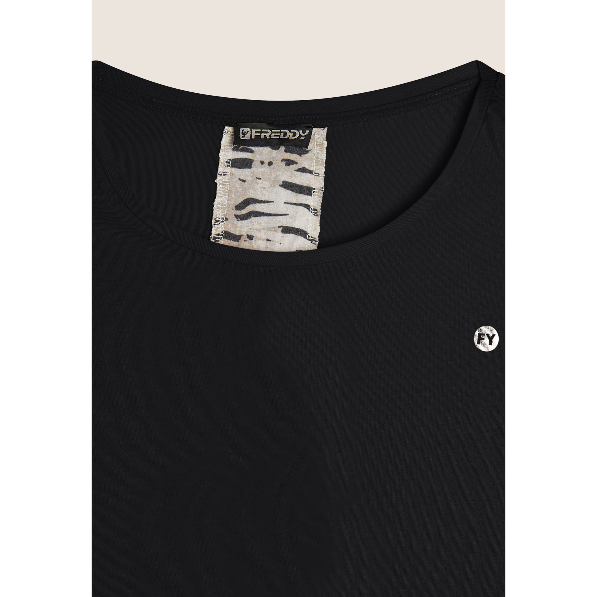 T-shirt maniche a kimono con stampa fantasia sul retro