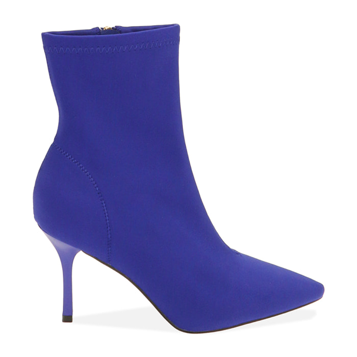 Ankle boots viola in lycra, tacco 8,5 cm
