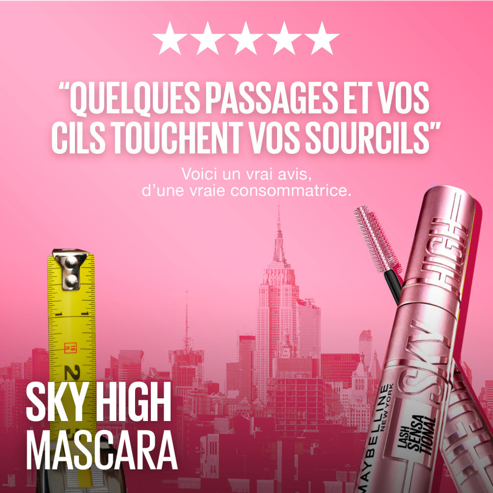 Maybelline New York- Lot de 2 Mascaras Volume et Longueur Illimitée - Cils Sensational Sky High - Cosmic Black Noir Intense - 7.