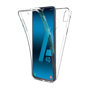 Coque Galaxy A40 360° intégrale protection complète avant arrière silicone transparente