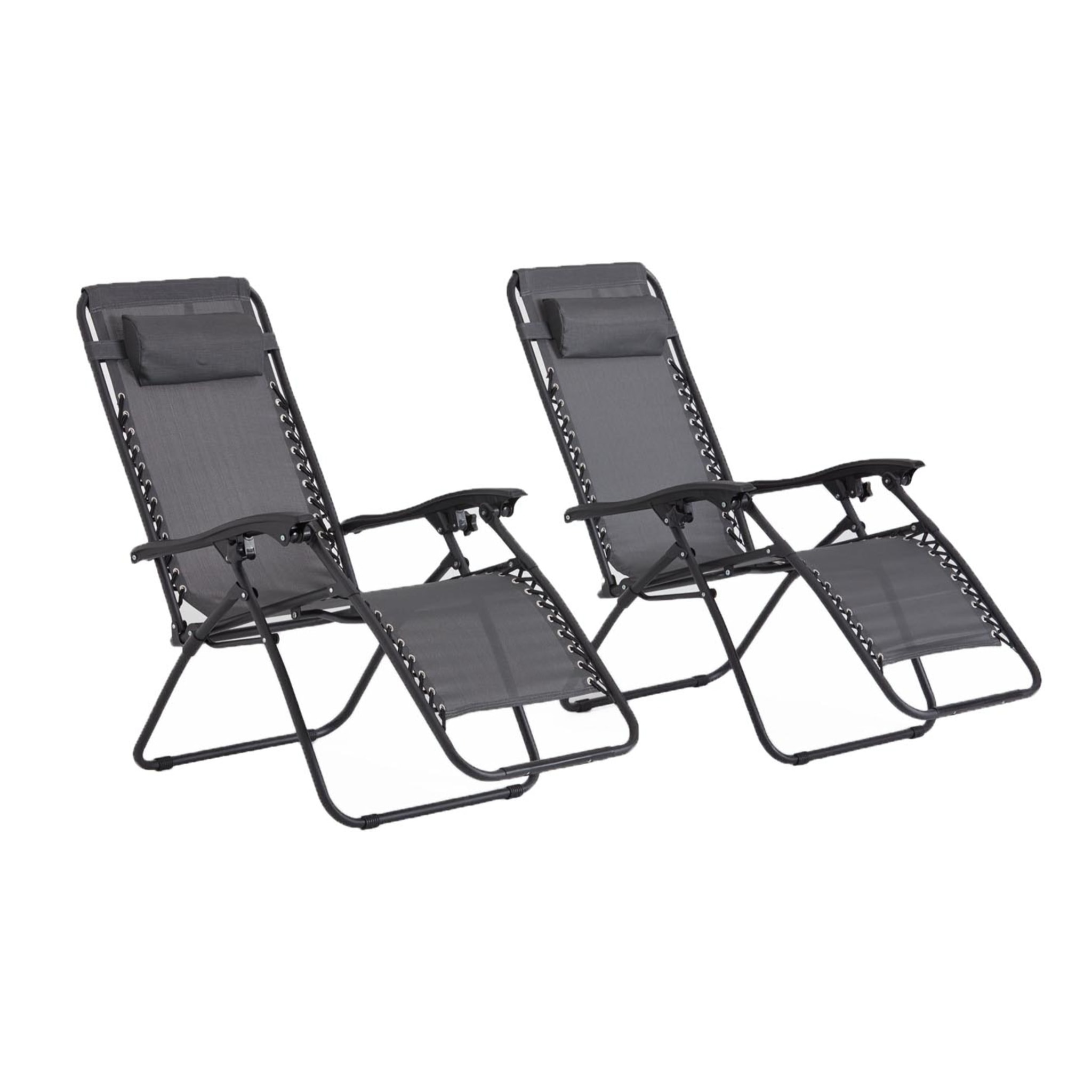 Lot de 2 transats inclinables noir et gris foncé ANALU