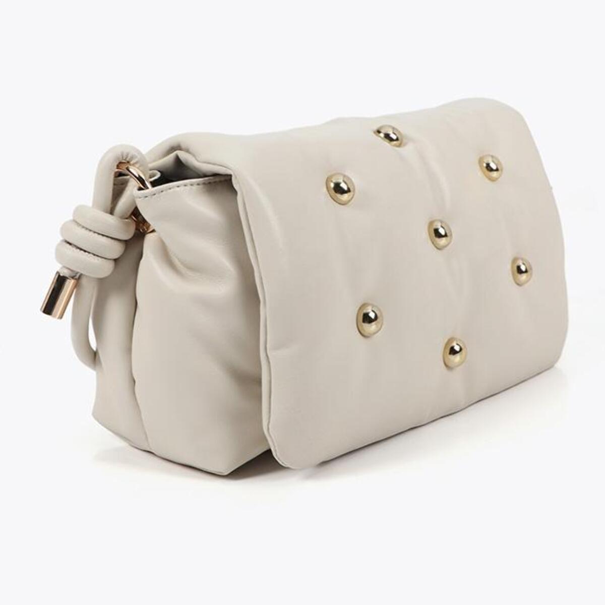 Tracolla imbottita effetto pelle con borchie