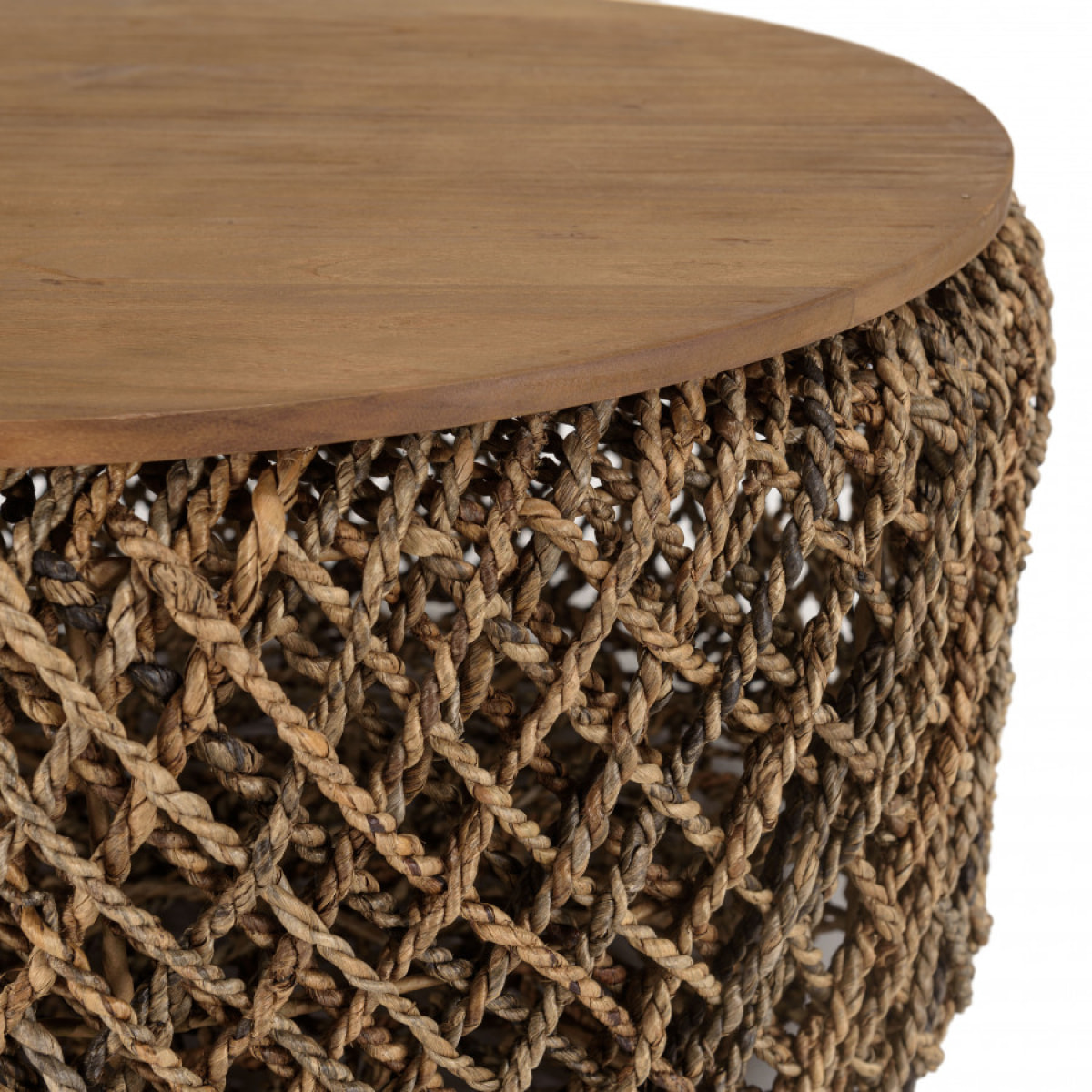 SIXTINE - Table basse ronde 70x70cm en tissage de fibre de cocotier