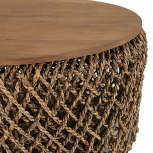 ALIDA - Table basse ronde 70x70cm en tissage de fibre de cocotier